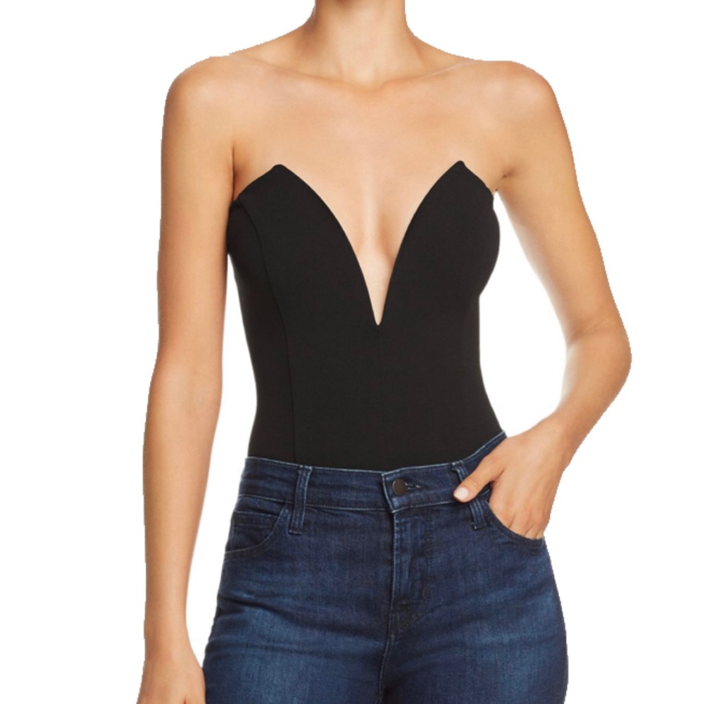 Black low V body suit